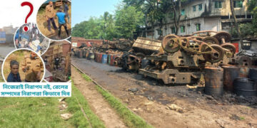দিনে দুপুরে রেলের সম্পদ হরিলুট, অসহায় নিরাপত্তা বাহিনী!